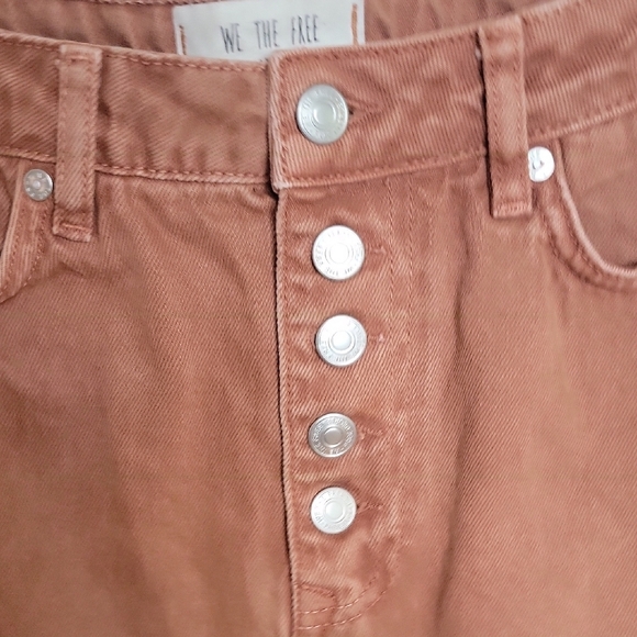 Free People Distressed Brown Mini Skirt Size 29 - Picture 3 of 4